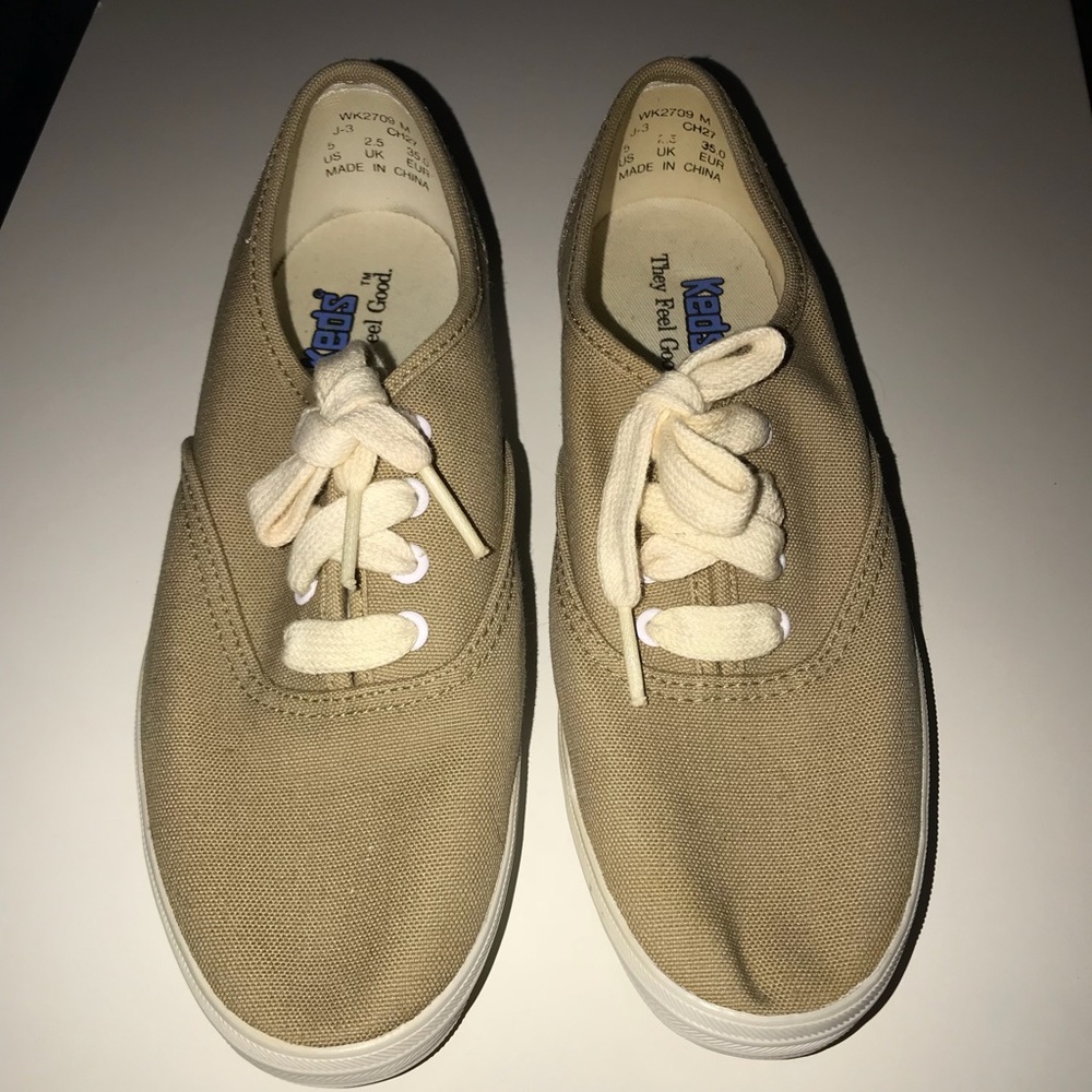 Keds Womens Champion Canvas Sneaker, Stone,Sz 5